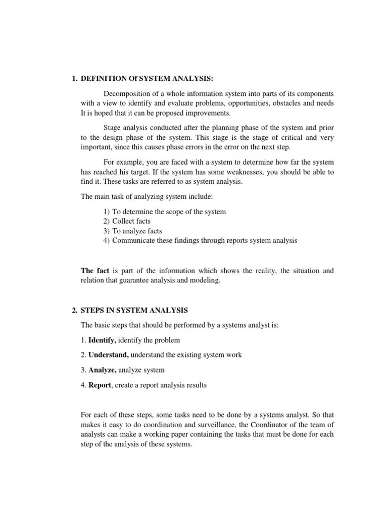DEFINITION Of SYSTEM ANALYSIS | PDF | Intelligence Analysis | System