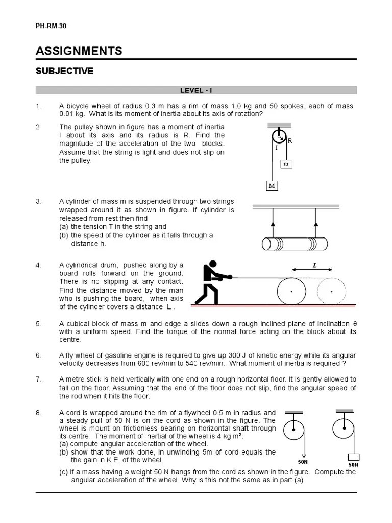 Rotation Assignment | PDF | Rotation Around A Fixed Axis | Torque