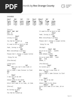 Rex Orange County Loving Is Easy Sheet Music In Eb Major Transposable Download Print Sku Mn0184083 