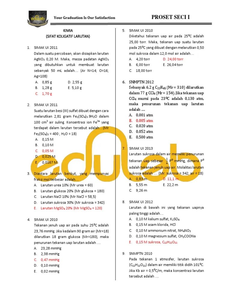 Kimia - Sifat Koligatif Larutan | PDF