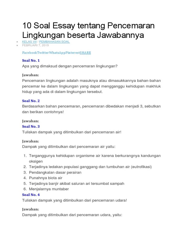 Menambah kadar karbon dioksida dalam air. Soal Ipa Essay Pdf