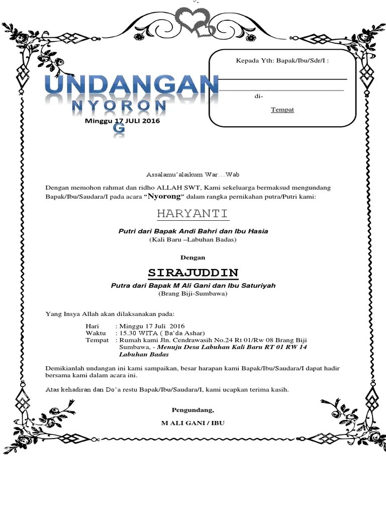 Jaksa agung suprapto no 10, surabaya telp 5311999 undangan surabaya, 15 maret 201…. Undangan Nyorong Pdf