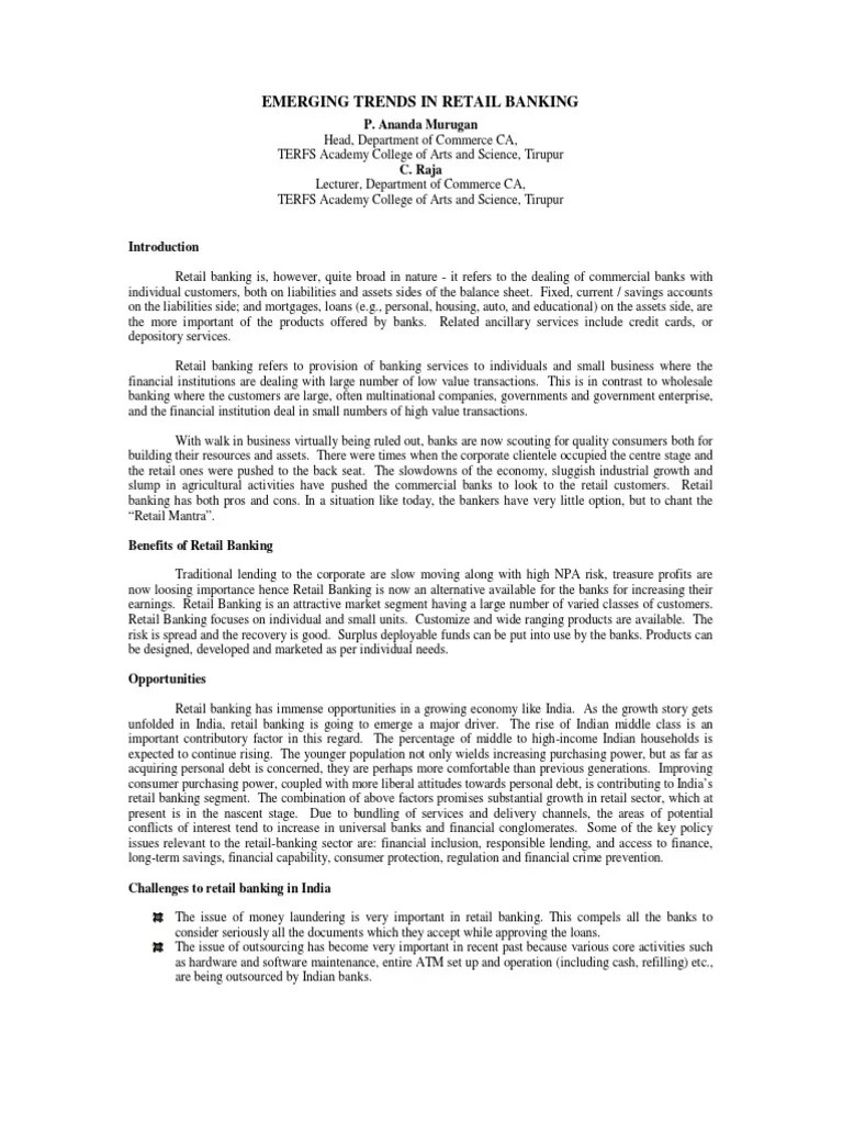 Emerging Trends In Retail Banking | PDF | Banks | Retail