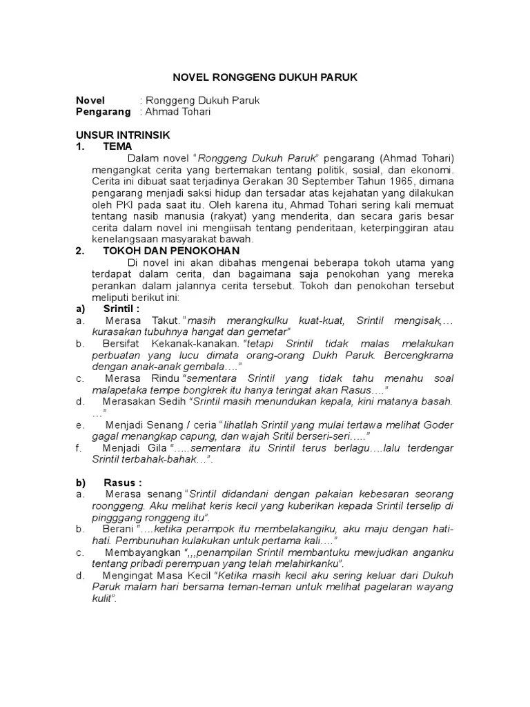 Unsur Intrinsik Dan Ekstrinsik Novel Ronggeng Dukuh Paruk – Beinyu.com