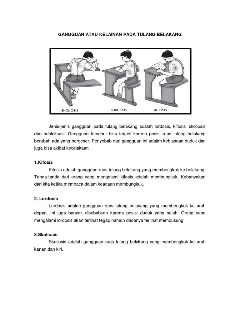 Hal ini dapat disebabkan oleh berbagai macam faktor seperti . Gangguan Atau Kelainan Pada Tulang Belakang Pdf