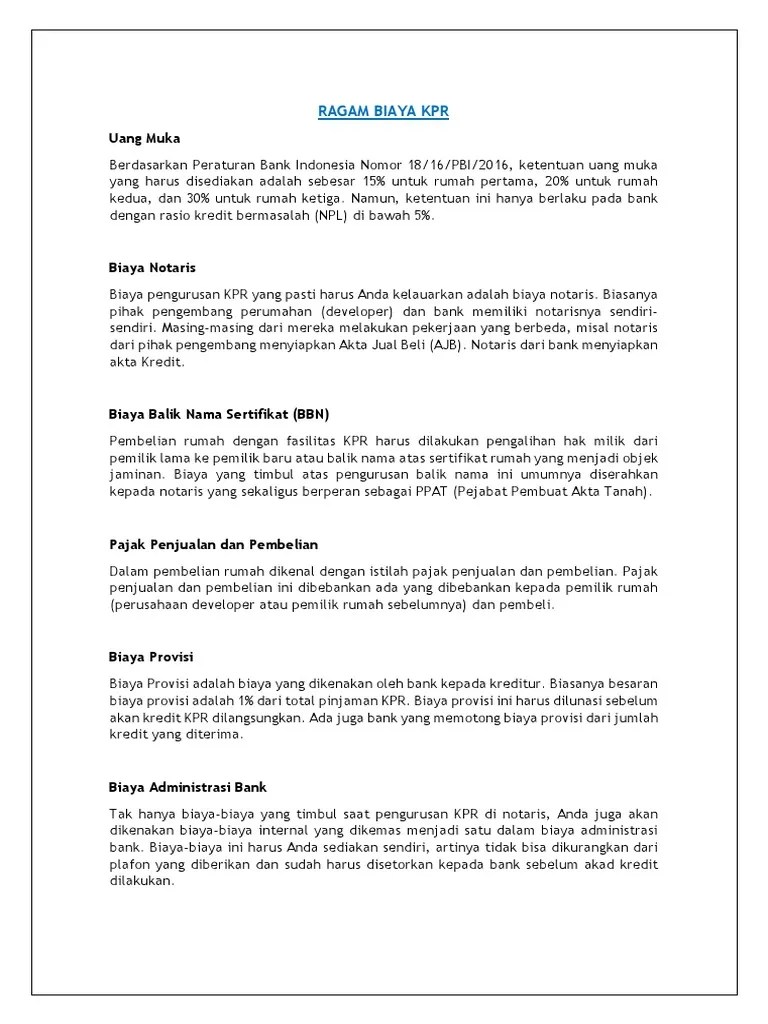 Provisi dan biaya administratif diterima tunai, maka pencatatan jurnal transaksi tersebut adalah sebagai berikut: Ragam Biaya Kpr Pdf