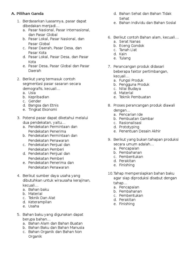 Memproduksi produk kerajinan yang sudah ada kemudian dikembangkan . Soal Kwu Pdf