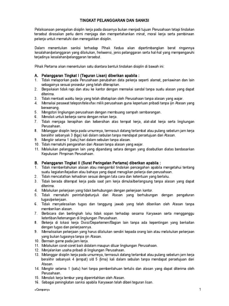 Tingkat Pelanggaran Dan Sanksi | PDF