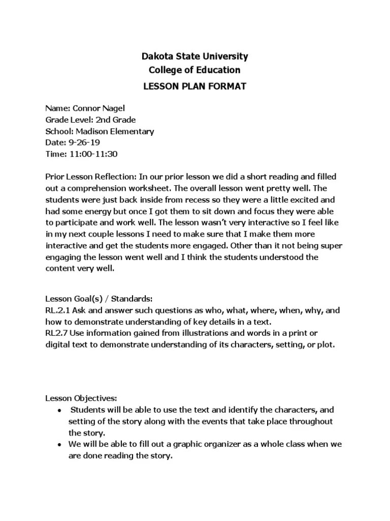 1st Reading Lesson Plan 2nd Grade | PDF | Lesson Plan | Reading ...