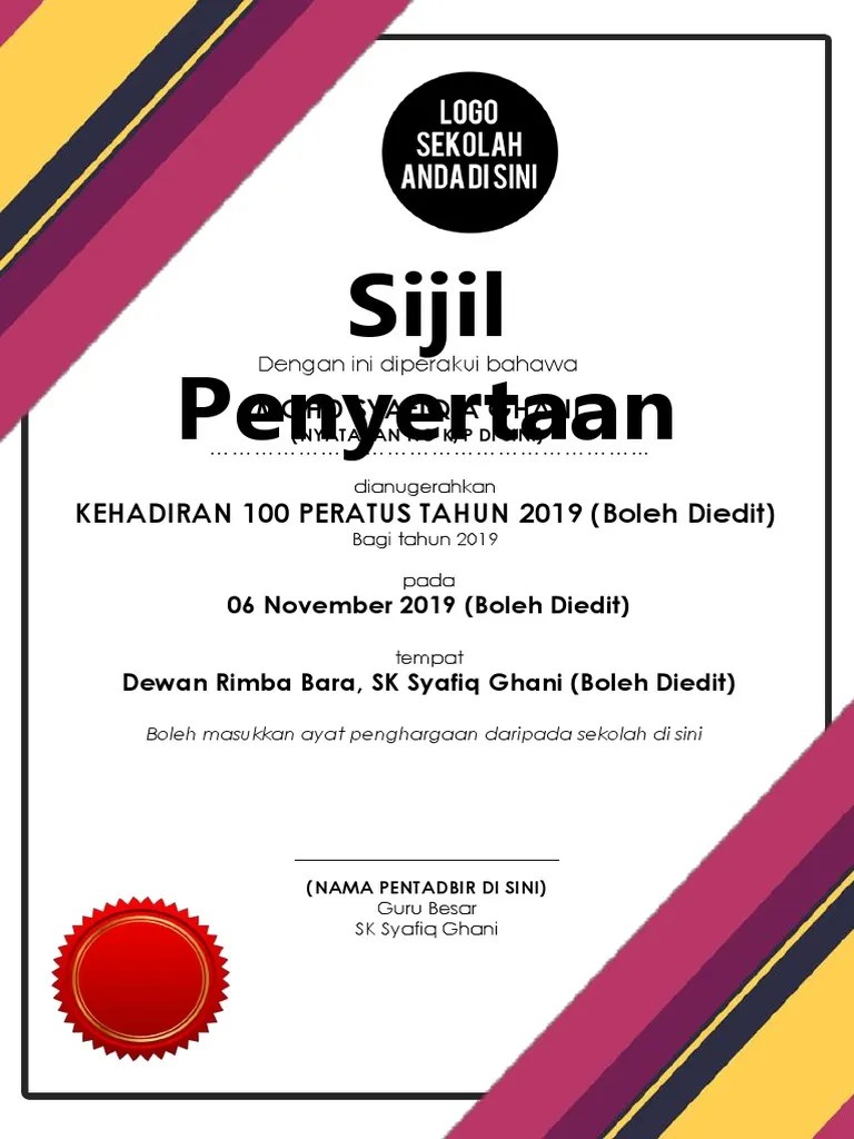 Template for multipurpose diploma award or graduation template download on . Template Sijil 1 Pdf