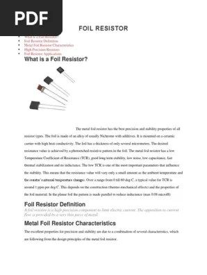 Foil Resistor Resistor Electrical Resistance And Conductance