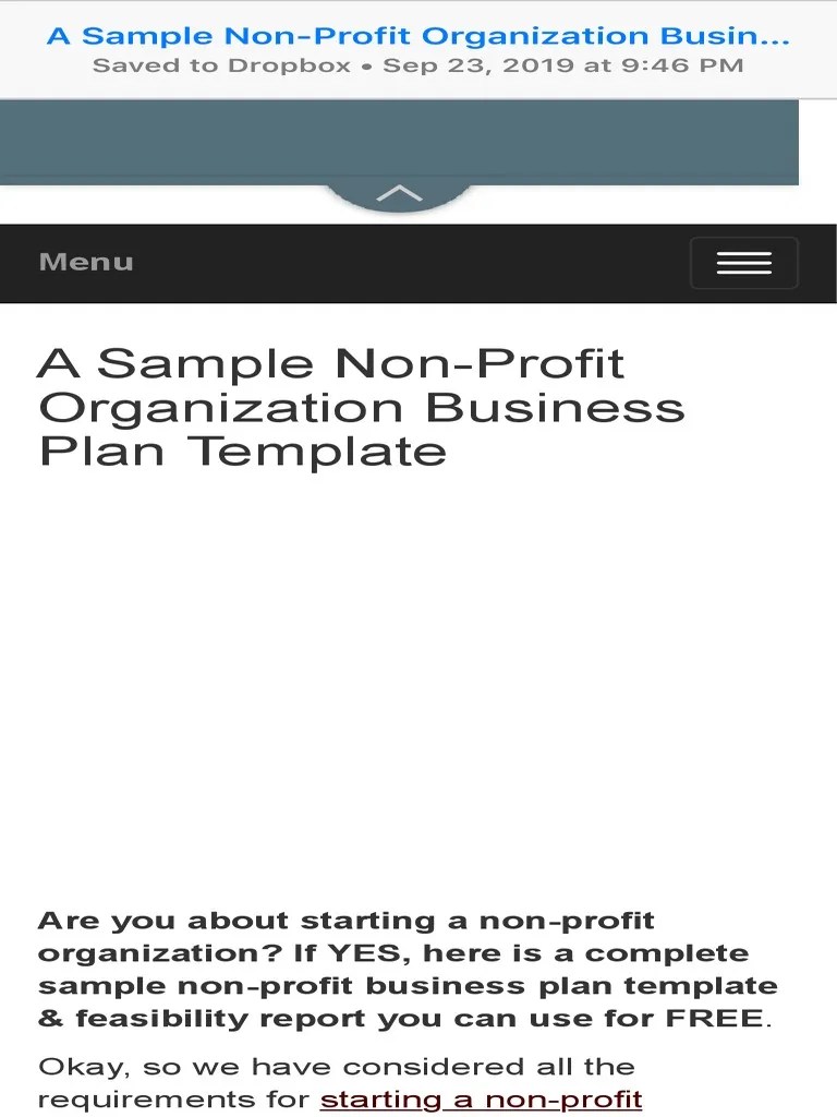 A Sample Non Profit Organization Business Plan Template Profitableventure Pdf Nonprofit Organization Swot Analysis