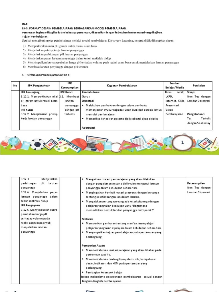 Larutan ini disebut juga dengan larutan buffer atau dapar. Lk 3 Format Desain Pembelajaran Pdf