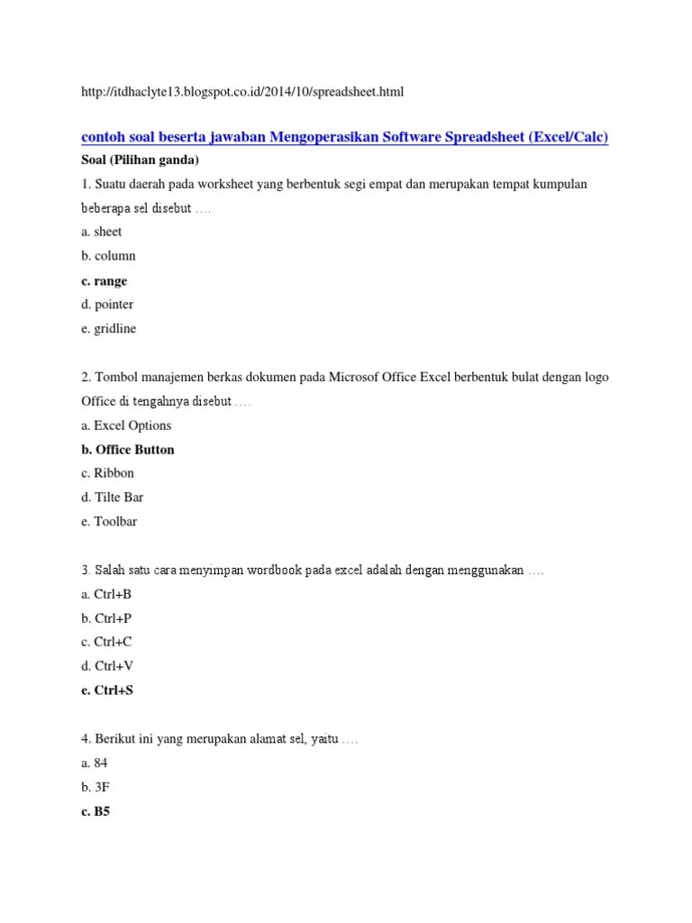 Soal dan jawaban akuntansi kelas x mata pelajaran akuntansi disusun oleh : Contoh Soal Beserta Jawaban Mengoperasikan Software Spreadsheet Pdf