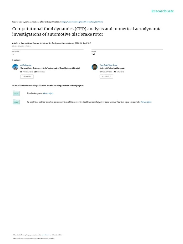 Computational Fluid Dynamics (CFD) Analysis And Numerical Aerodynamic ...