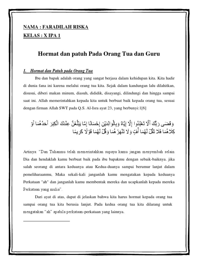 Makalah Hormat Dan Patuh Kepada Orang Tua Dan Guru | PDF