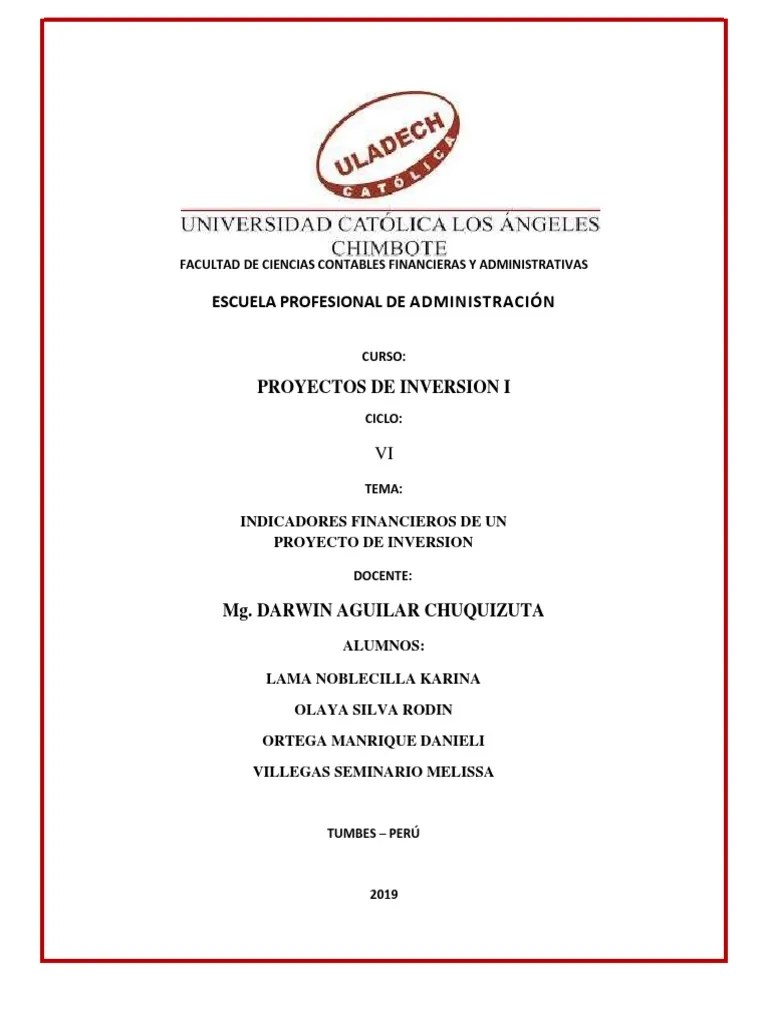 Indicadores Financieros Para La Evaluacion De Proyectos De Inversion | PDF | Valor Presente Neto ...