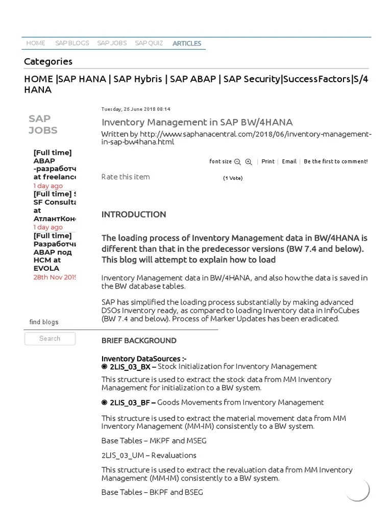 Inventory Management In SAP BW - 4HANA | PDF | Computing | Information ...