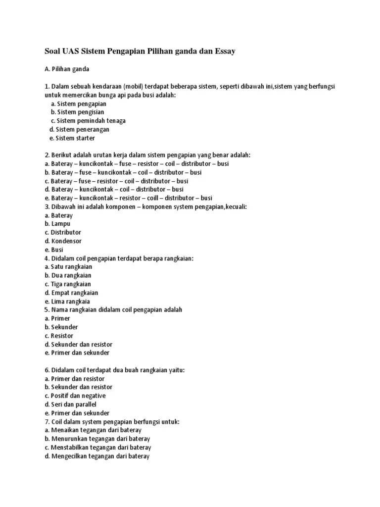 Maybe you would like to learn more about one of these? Soal Sistem Pengapian Dan Jawabannya Peranti Guru