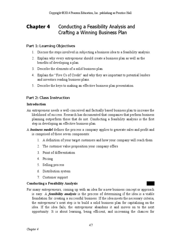 Chp4 ConductingaFeasibilityAnalysisandCraftingaWinningBusinessPlan PDF ...