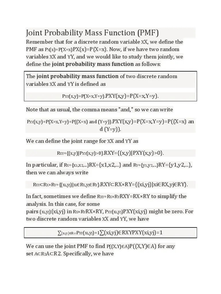 Joint And Marginal PMF | PDF | Applied Mathematics | Statistics