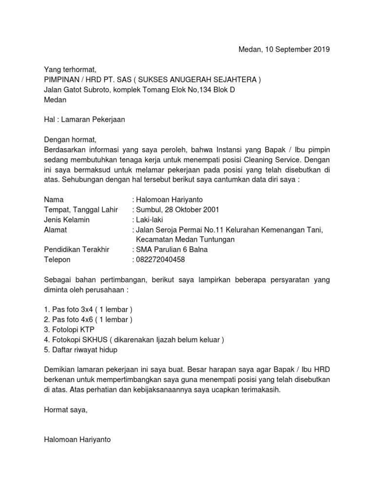 Contoh surat lamaran kerja cleaning service di rumah sakit. Contohsurat Co Contoh Surat Lamaran Cleaning Service Di Rumah Sakit Pdf