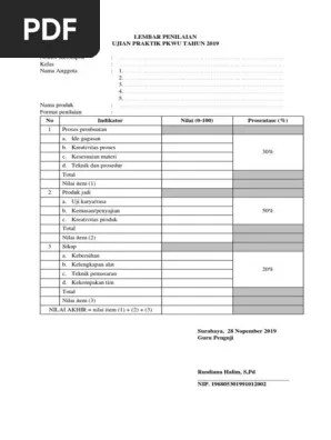 Konsistensi daging kumpulan bocoran contoh soal uas(ujian akhir semester) pkwu (prakarya kewira usahaan). Lembar Penilaian Ujian Praktik Pkwu