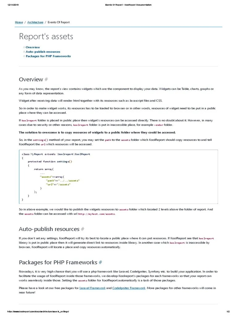 Events Of Report - KoolReport Documentation | PDF | Java Script | Hypertext
