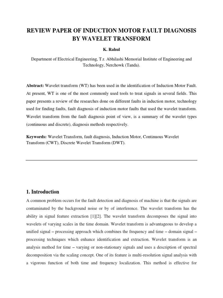 Induction Motor Fault Detection By Wavelet Transform | PDF | Wavelet | Telecommunications ...