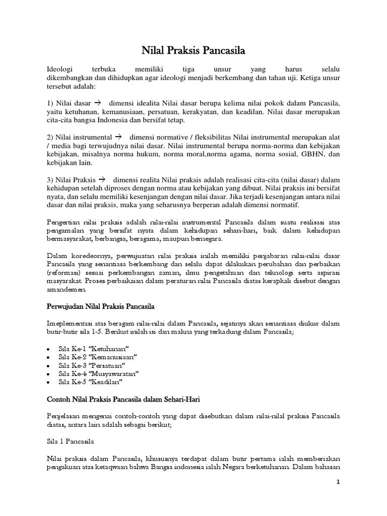 Nilai Praksis Pancasila | PDF