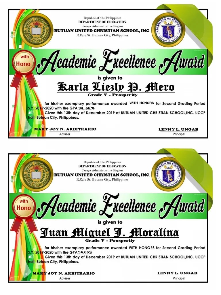 1st Copy2nd-Grading-Academic-Excellence-Award-Certificate | PDF