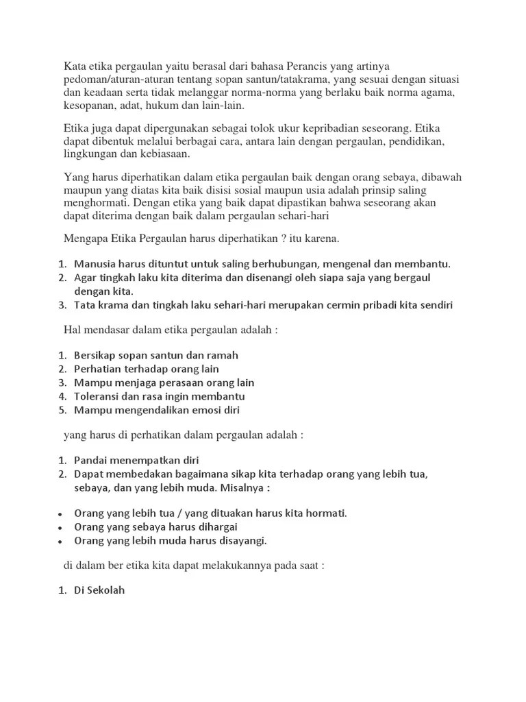 Etika Pergaulan | PDF