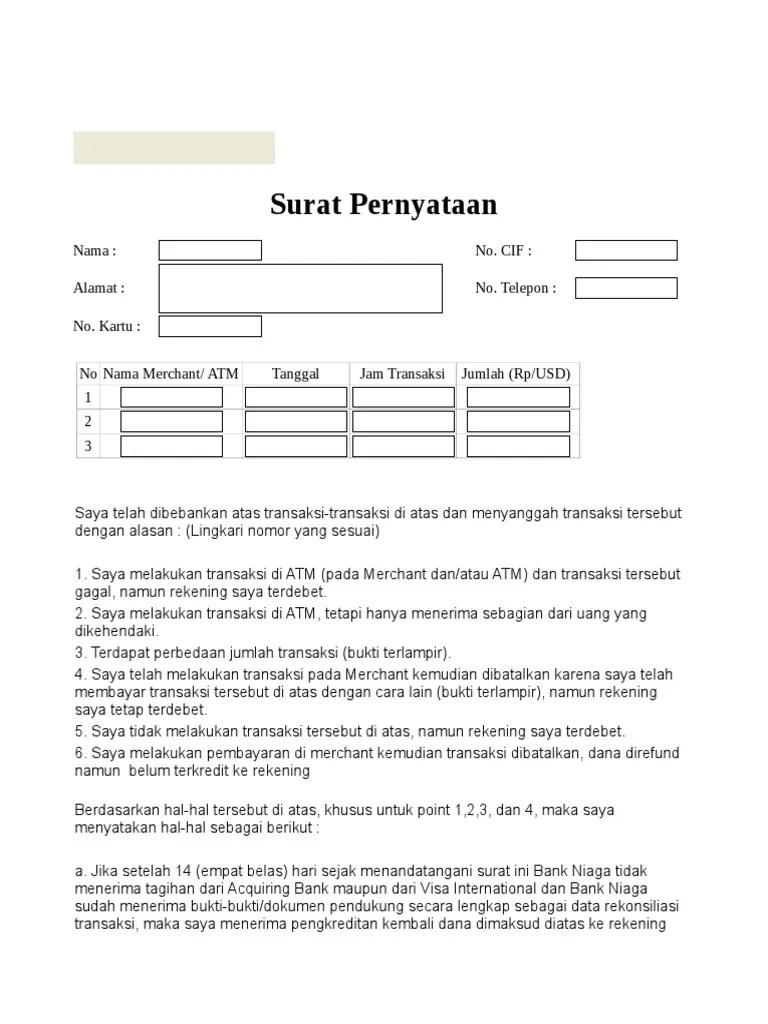 Surat Pernyataan PDF | PDF
