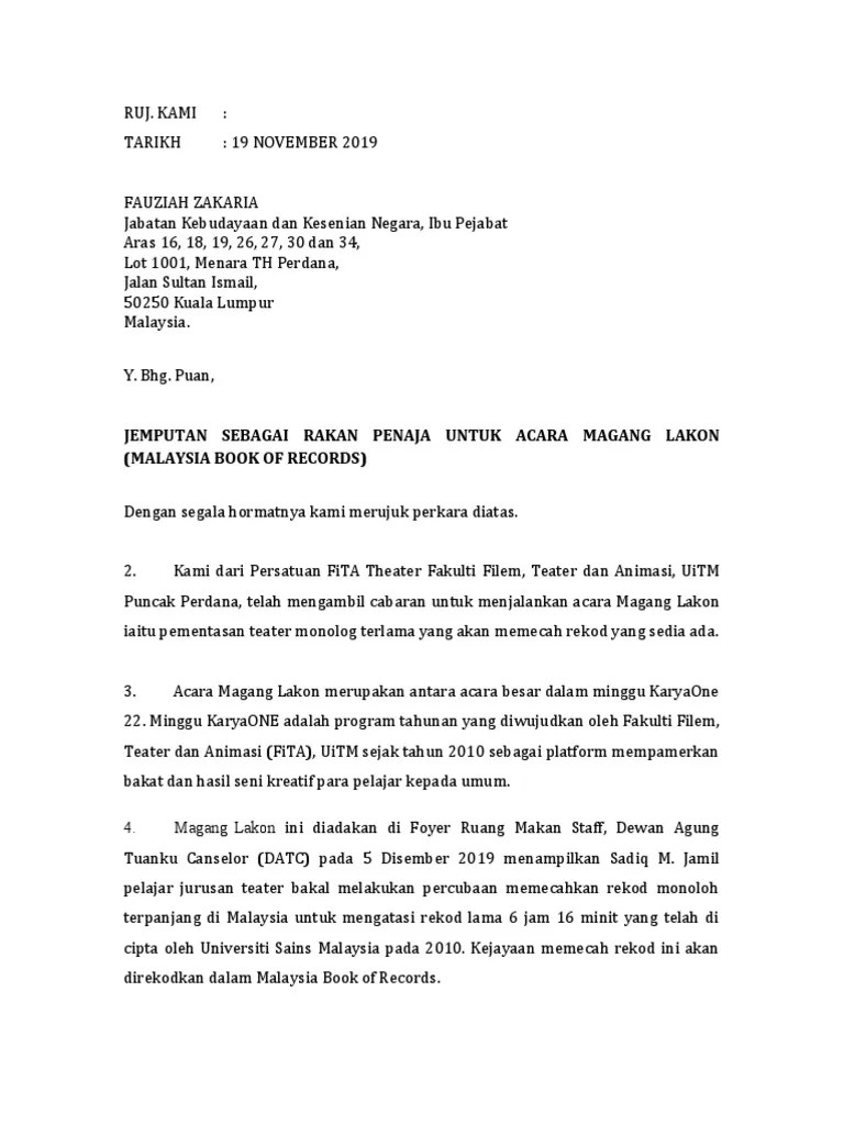 Contoh surat permohonan kerja via servismenulis.com. Contoh Surat Program Kerjasama Teknikal Malaysia