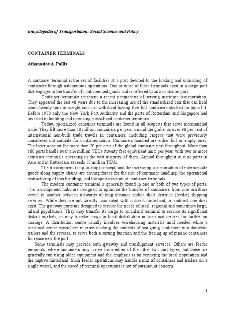 Container Terminals | PDF | Containerization | Port