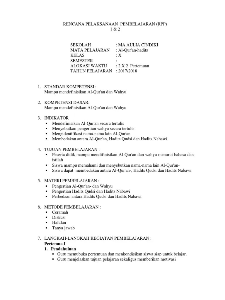 Sejauh mana kontribusi ulama indonesia dalam penciptaan karya hadis qudsi di indonesia? Rencana Pelaksanaan Pembelajaran Rpp Pdf