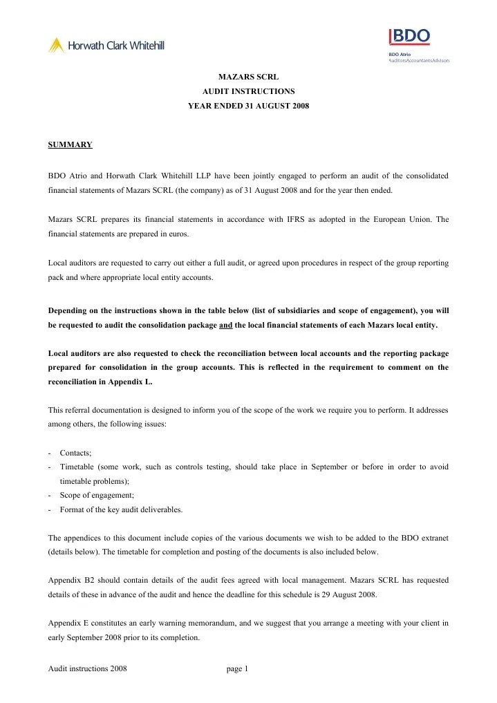 Audit Instructions 2008 Inc App Internal Control Audit