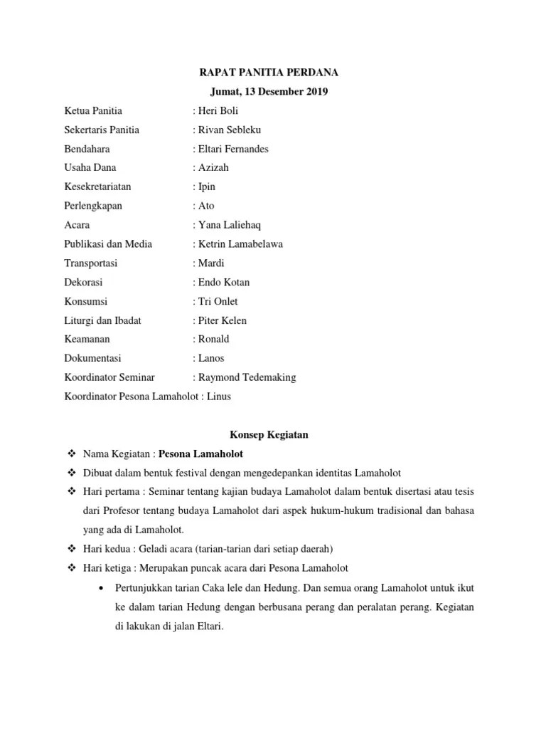 Rapat Panitia Perdana Event Pesona Lembata | PDF