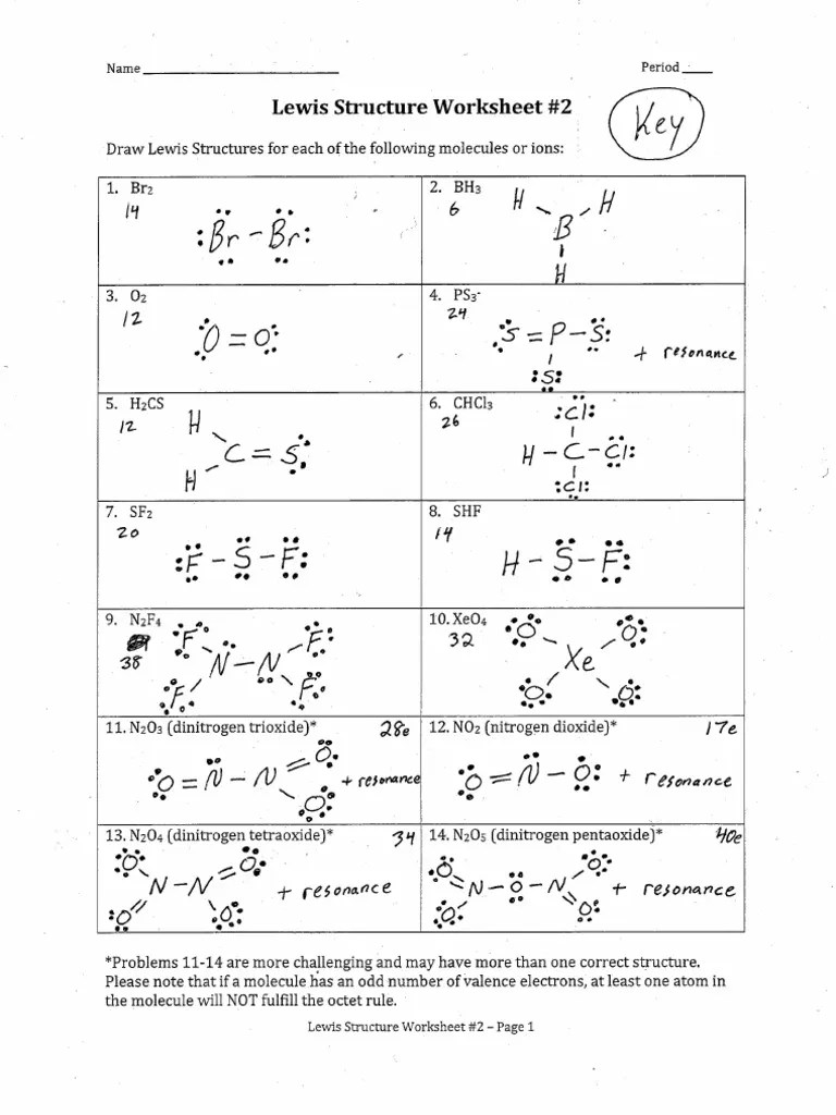 Depending on whether it obeys the octet rule, likely has an incomplete octet, or could potentially have an expanded octet in a lewis structure. Cheme Lewis Structure Worksheet 2 Answers Pdf