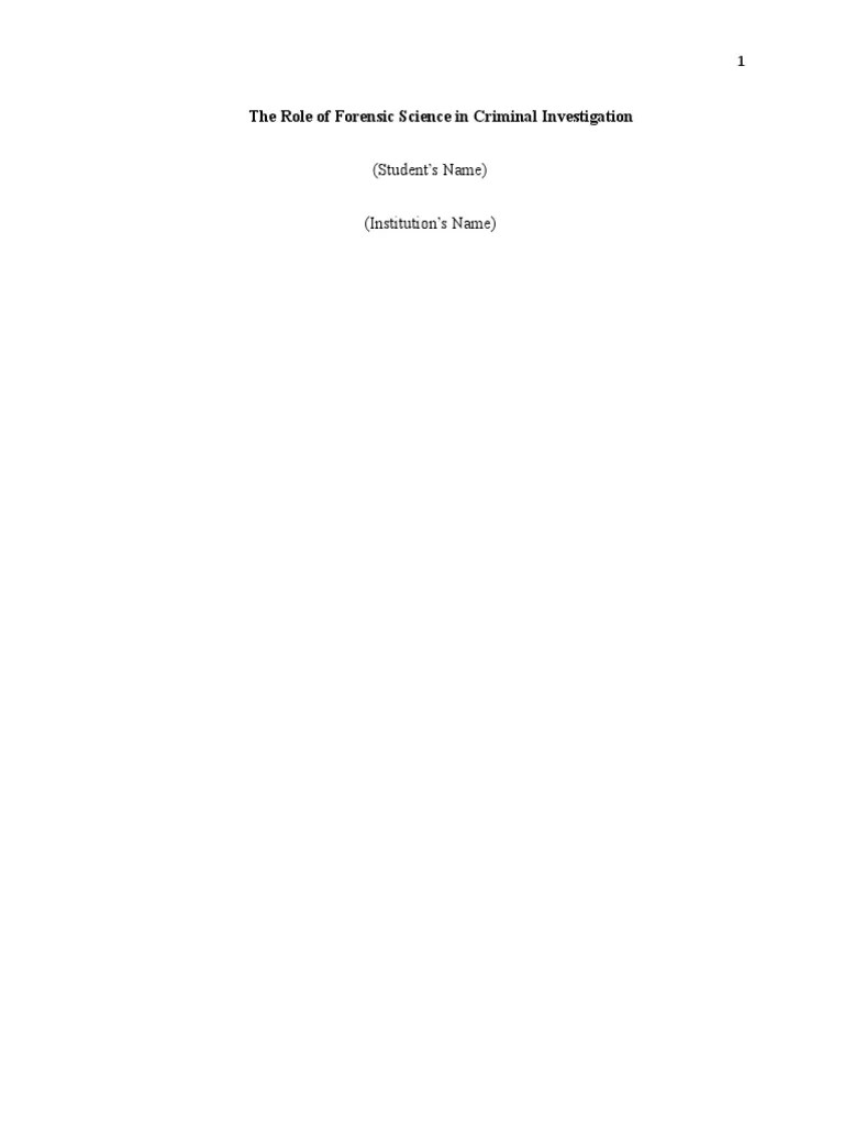 Role Of Forensic Science In Criminal Investigation | PDF | Crime Scene | Forensic Science
