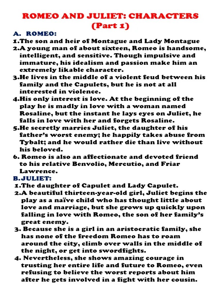 A Character Study: An In-Depth Look At The Complex Cast Of Characters In Shakespeare's Romeo And ...