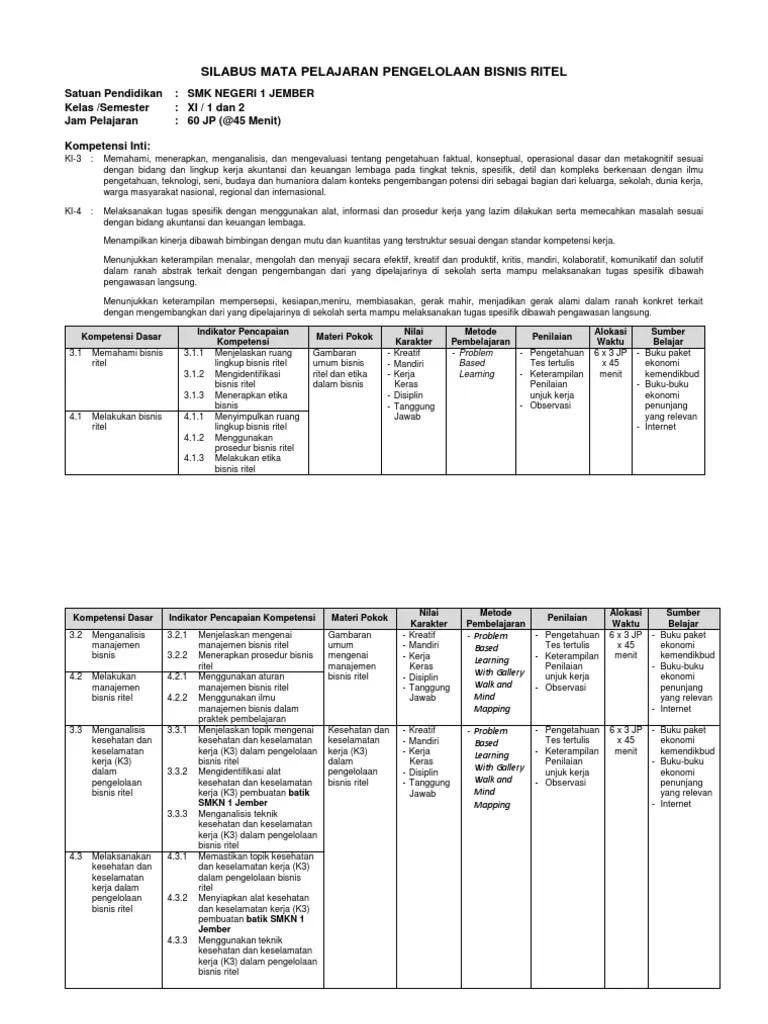 2017 silabus ekonomi bisnis kelas 10 smk kurikulum 2013 revisi 2017 rpp . Silabus Pengelolaan Bisnis Ritel Kelas Xi Pdf