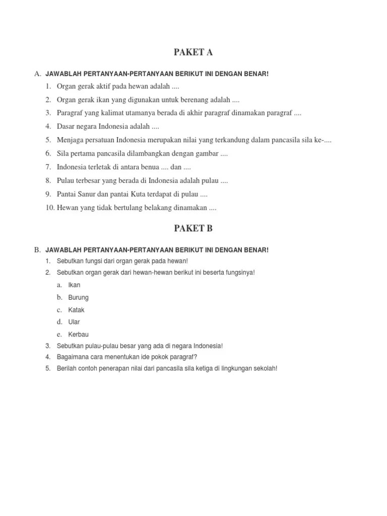 Soal Tema 1 Sub Tema 1 | PDF