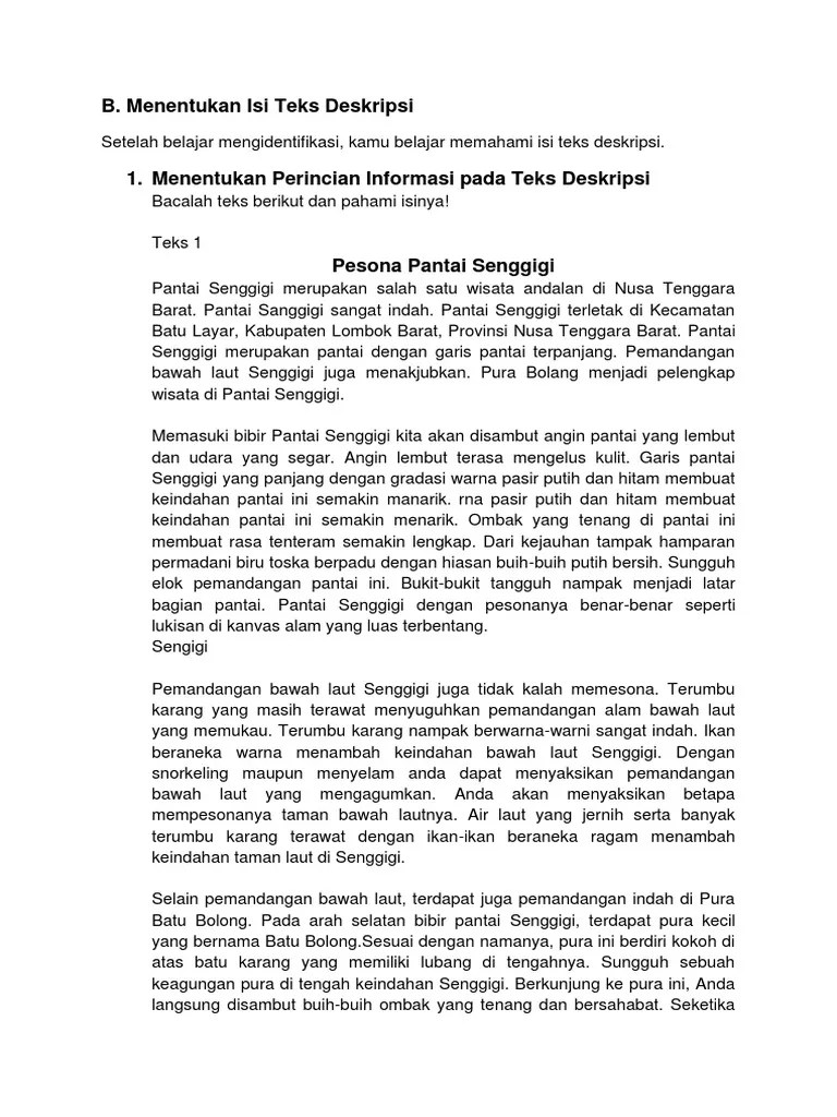 Kaidah kebahasaan teks deskripsi ditandai oleh : Bahasa Indonesia Pdf