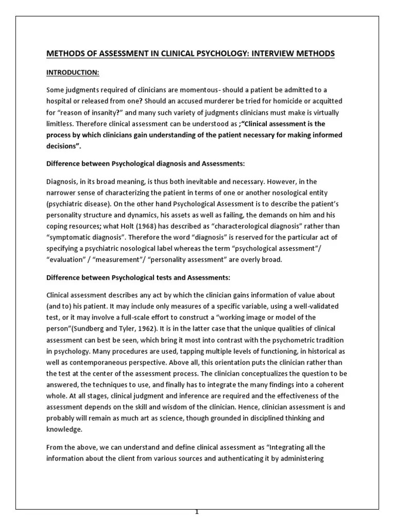 Interview Method In Assessment | PDF | Psychological Evaluation ...