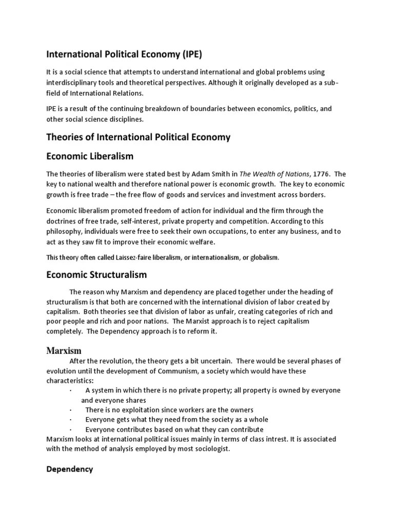 An Introduction To International Political Economy: Theories, Scope ...
