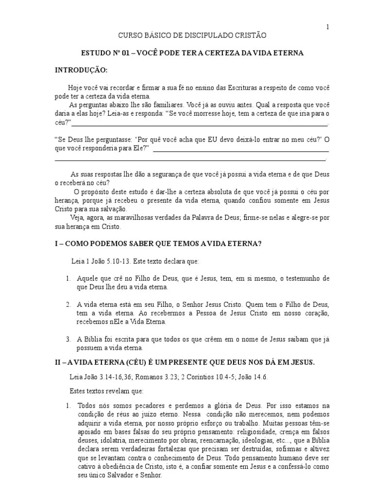 Curso Básico De Discipulado Cristão - Apostila | Download Grátis PDF | Pecado | Jesus