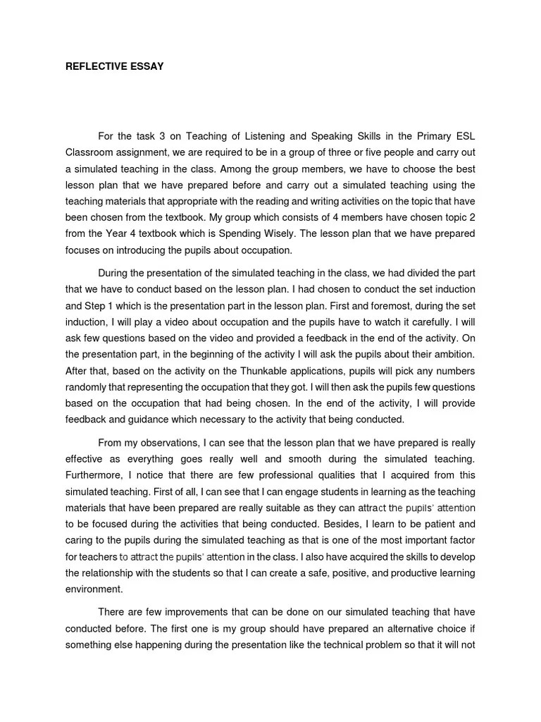 Check spelling or type a new query. Reflective Essay | Lesson Plan | Teachers