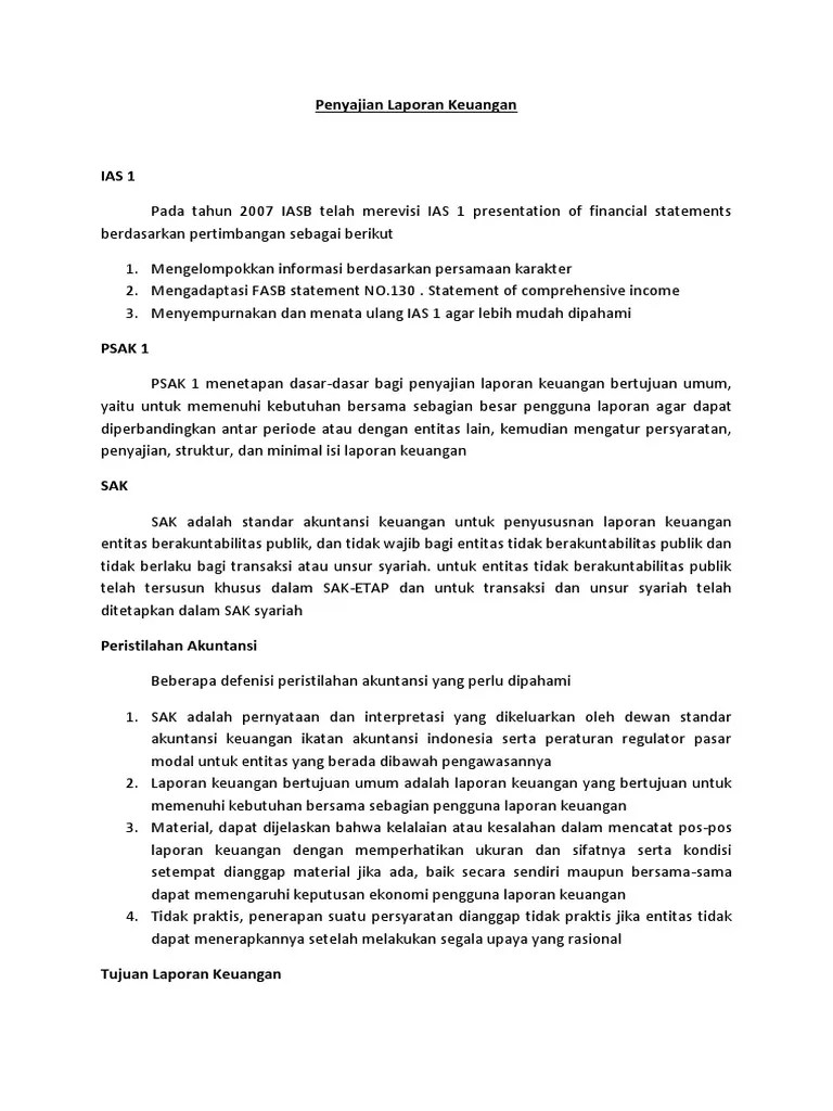 Resume - Penyajian Laporan Keuangan