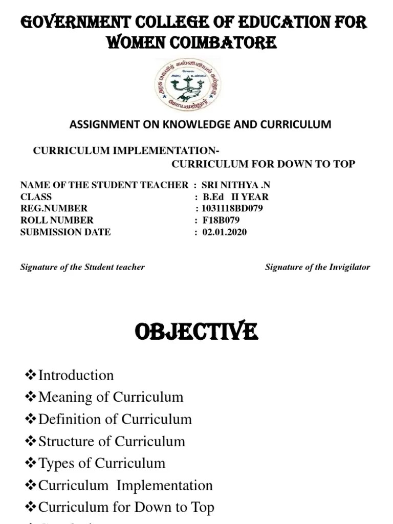 Knowledge And Curriculum | PDF | Top Down And Bottom Up Design | Curriculum